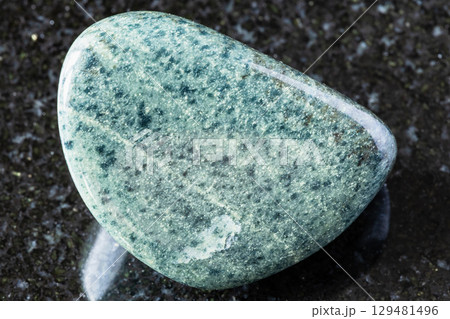 sample of polished green quartzite rock on black sample of polished green quartzite rock on black 129481496