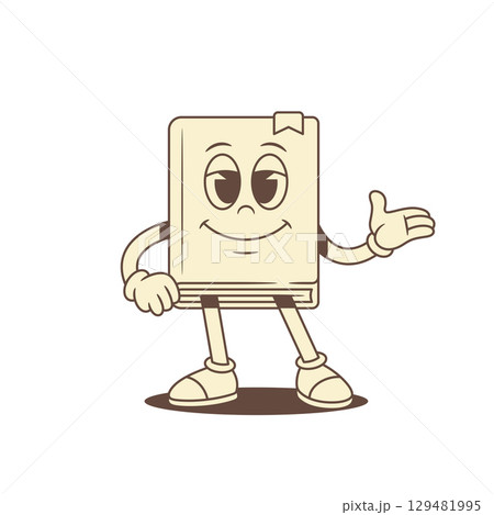 Cute childish book cartoon character showing hand vector illustration Cute childish book cartoon character showing hand vector illustration 129481995