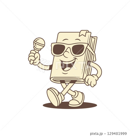 Fashion childish book cartoon character sing song with mic vector illustration Fashion childish book cartoon character sing song with mic vector illustration 129481999