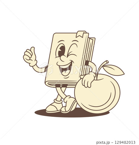 Cute comic childish book cartoon character with apple vector illustration 129482013