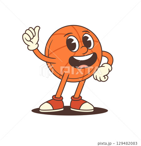 Cheerful Retro Basketball Mascot with Thumbs Up and Playful Expression in Cartoon Style Vector Illustration Cheerful Retro Basketball Mascot with Thumbs Up and Playful Expression in Cartoon Style Vector Illustration 129482083