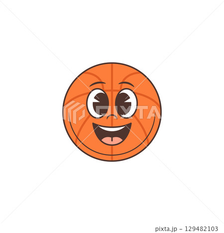Happy Basketball Emoji Mascot With Big Eyes And Smiling Face For Fun Projects Vector Illustration Happy Basketball Emoji Mascot With Big Eyes And Smiling Face For Fun Projects Vector Illustration 129482103