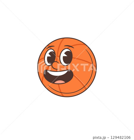 Cheerful Basketball Mascot With Friendly Expressive Face Bright Orange Animated Smiling Character Vector Illustration Cheerful Basketball Mascot With Friendly Expressive Face Bright Orange Animated Smiling Character Vector Illustration 129482106
