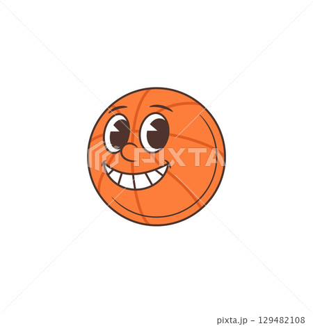 Cute Lively Basketball Mascot With Big Friendly Smile Expressive Eyes Joyful Character Vector Illustration Cute Lively Basketball Mascot With Big Friendly Smile Expressive Eyes Joyful Character Vector Illustration 129482108