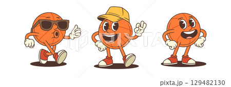 Cheerful Basketball Mascot Wearing Sunglasses And Cap Showing Thumbs Up Peace Sign And Confident Pose Vector Illustration Cheerful Basketball Mascot Wearing Sunglasses And Cap Showing Thumbs Up Peace Sign And Confident Pose Vector Illustration 129482130