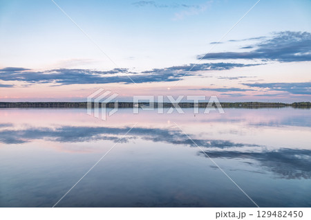 Blue lake with cloudy sky, natural background Blue lake with cloudy sky, natural background 129482450