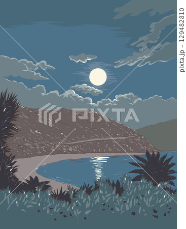 Keramashoto Kerama Shoto National Park Japan Ukiyo-e Retro WPA 129482810