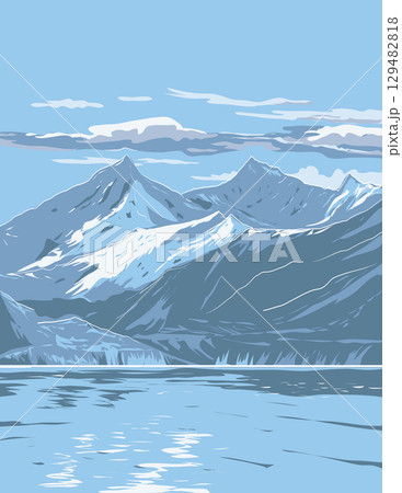 Glacier Bay National Park and Preserve Alaska WPA Ukiyo-e Style Glacier Bay National Park and Preserve Alaska WPA Ukiyo-e Style 129482818
