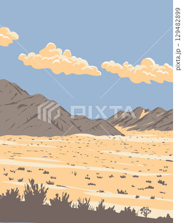 Cave Mountain in Mojave Desert California WPA Poster Art 129482899