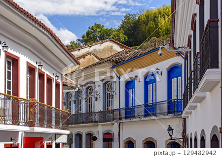 Colonial houses and their balconies Colonial houses and their balconies 129482942