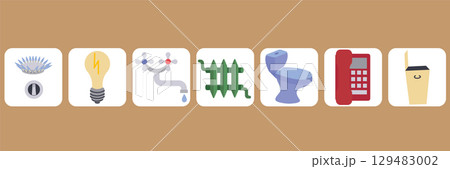 Set of utility service icons. Vector illustration. 129483002