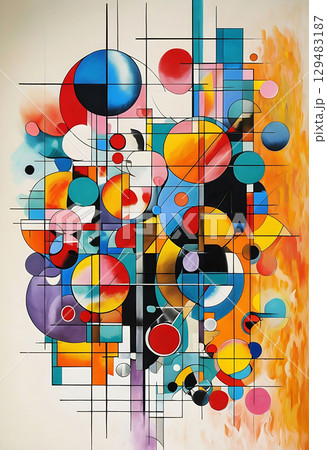 Bold Typography Shapes And Painterly Colorfields 129483187