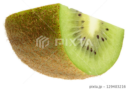 Half of ripe kiwi in brown peel on isolated background Half of ripe kiwi in brown peel on isolated background 129483216