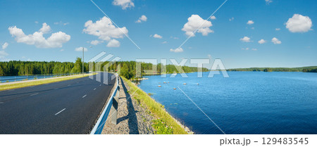 Lake summer panorama (Finland). 129483545