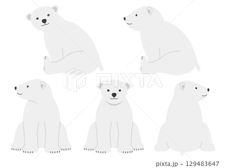 座る白熊の子どものイラストのセット 129483647