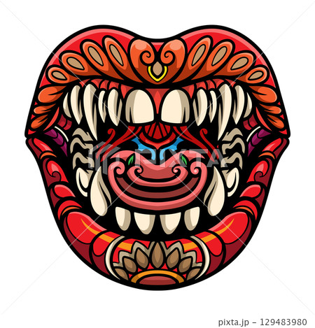 Colorful dracula mouth mandala arts isolated on white background Colorful dracula mouth mandala arts isolated on white background 129483980