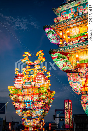 Noshiro Tenku no Fuyajo Tanabata Festival Lantern Castles in the Sky in Noshiro , Akita, Japan 129484652