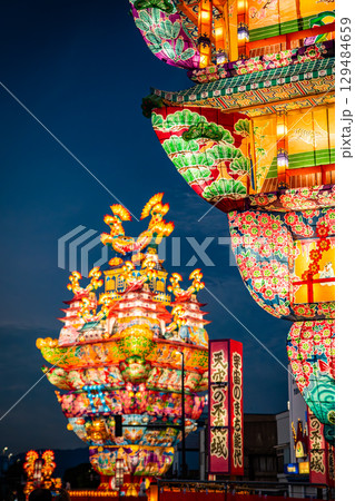 Noshiro Tenku no Fuyajo Tanabata Festival Lantern Castles in the Sky in Noshiro , Akita, Japan 129484659