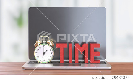 The Alarm clock and Text for Time concept 3d Rendering. 129484879