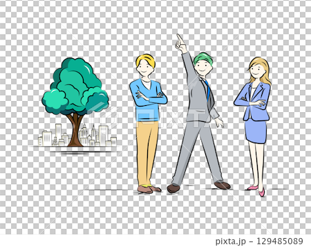 雄心勃勃的商界人士，瞄準頂尖和城市景觀 | 商業插畫系列 129485089