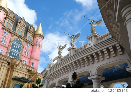 Ba Na Hills Panorama landscape with fantastic beautiful medieval castle in Ba Na Hills in Da Nang in Vietnam Ba Na Hills Panorama landscape with fantastic beautiful medieval castle in Ba Na Hills in Da Nang in Vietnam 129485148