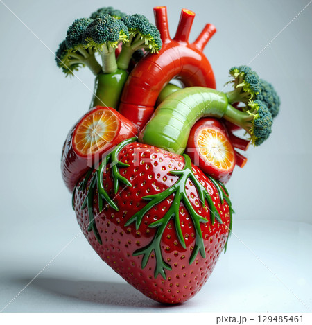 Human heart made fruits vegetables 129485461