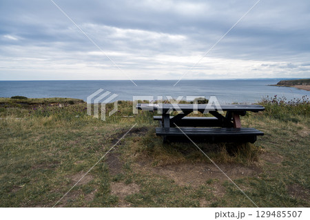 Nose's point beach and cliffs view . English Channel coast of northern England. Hartlepool, UK. Nose's point beach and cliffs view . English Channel coast of northern England. Hartlepool, UK. 129485507