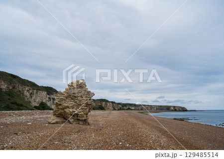 Nose's point beach and cliffs view . English Channel coast of northern England. Hartlepool, UK. Nose's point beach and cliffs view . English Channel coast of northern England. Hartlepool, UK. 129485514