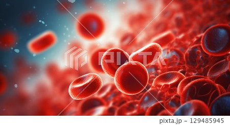 Microscopic View of Platelets for Medical Science Concept. Generative ai 129485945
