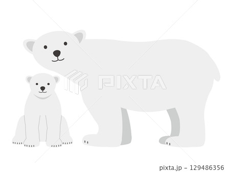寄り添う白熊の親子のイラスト 129486356