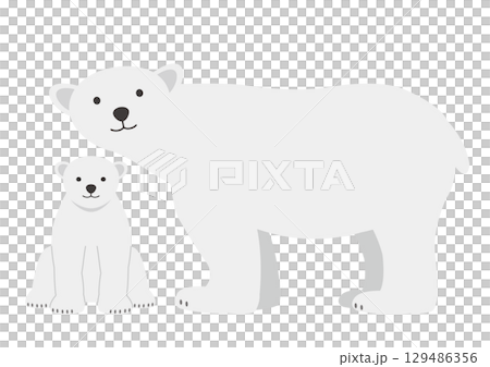 寄り添う白熊の親子のイラスト 129486356