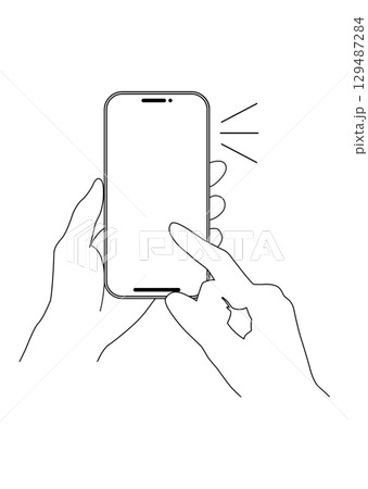 スマートフォンを操作する手 129487284