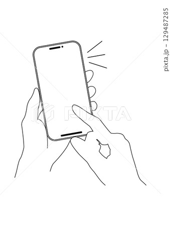 スマートフォンを操作する手 スマートフォンを操作する手 129487285