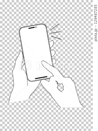 スマートフォンを操作する手 スマートフォンを操作する手 129487285