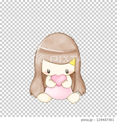 Illustration of a girl who values her own heart 129487361