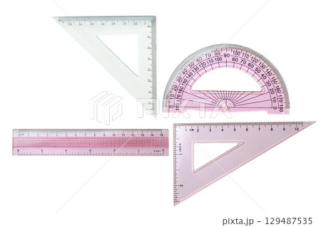Variation of rulers isolated over a white background. Concept of stationery 129487535