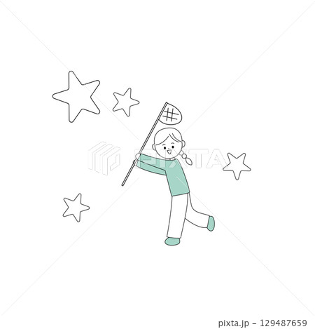 夢を追いかける女の子のイメージイラスト 129487659