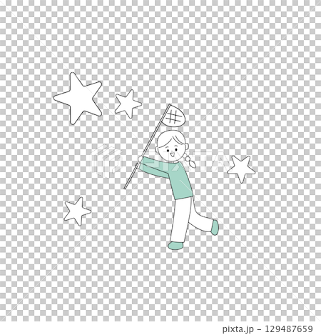 夢を追いかける女の子のイメージイラスト 129487659