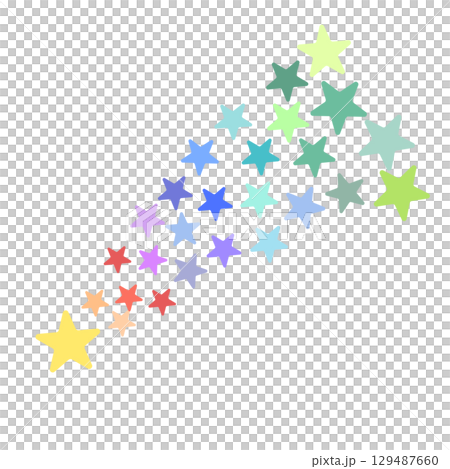 虹色の星でできた流れ星のイラスト 虹色の星でできた流れ星のイラスト 129487660