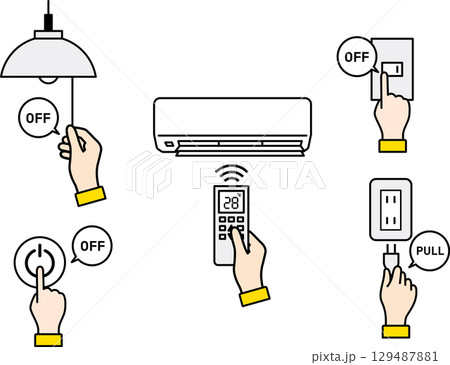 節電・省エネ対策のアイコンセット02 129487881