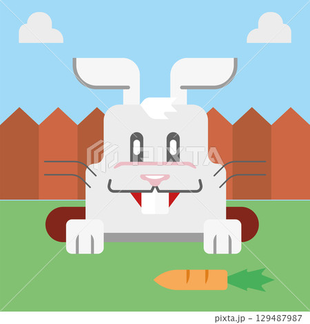Bunny in garden scene. Vector Bunny in garden scene. Vector 129487987