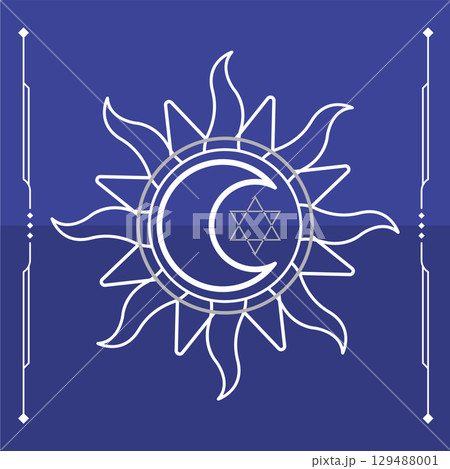 Sun moon star symbol. Vector 129488001