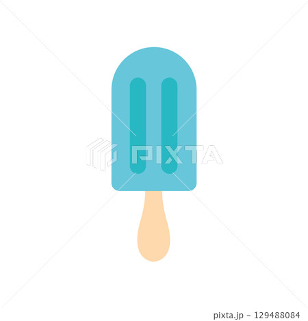 Blue popsicle with wooden stick. Vector 129488084