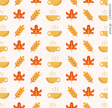 Autumn harvest drinks pattern. Vector 129488103