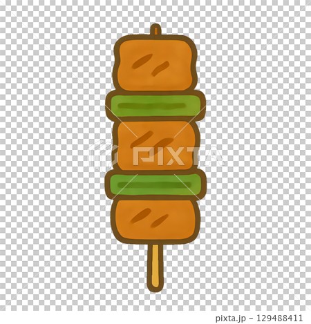 焼き鳥切り抜きアイコンイラスト伝統的な和風スタイル 129488411
