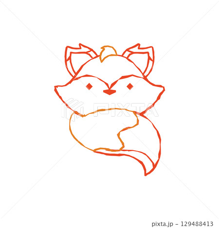 Fox character outline sketch. Vector 129488413