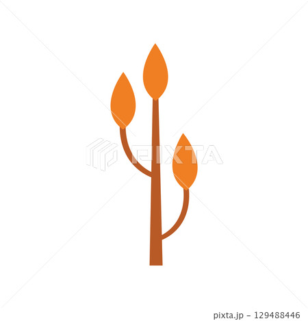 Orange autumn tree branch. Vector 129488446