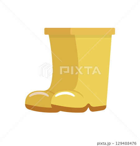 Yellow rain boots footwear. Vector 129488476