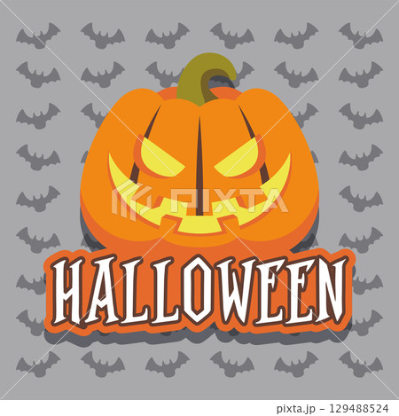 Halloween evil pumpkin design. Vector 129488524