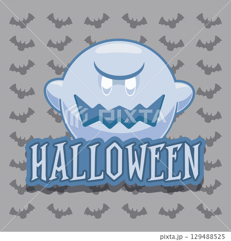 Halloween ghost with bat pattern. Vector 129488525